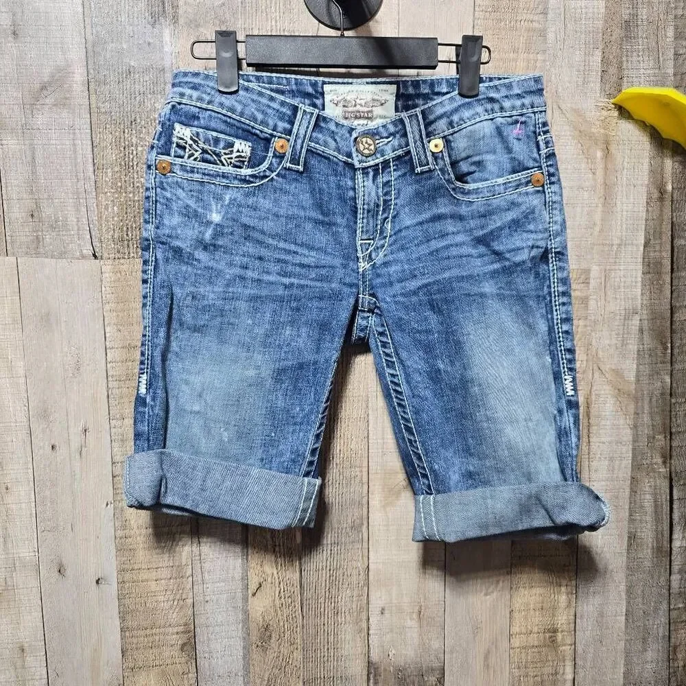 Big Star Sweet Low Rise Denim Jean Bermuda Shorts Jorts 27L Casual Summer Basic